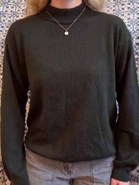 Covington Merino Wool Blend Forest Green Knit Mock Neck Sweater - Made in Italy